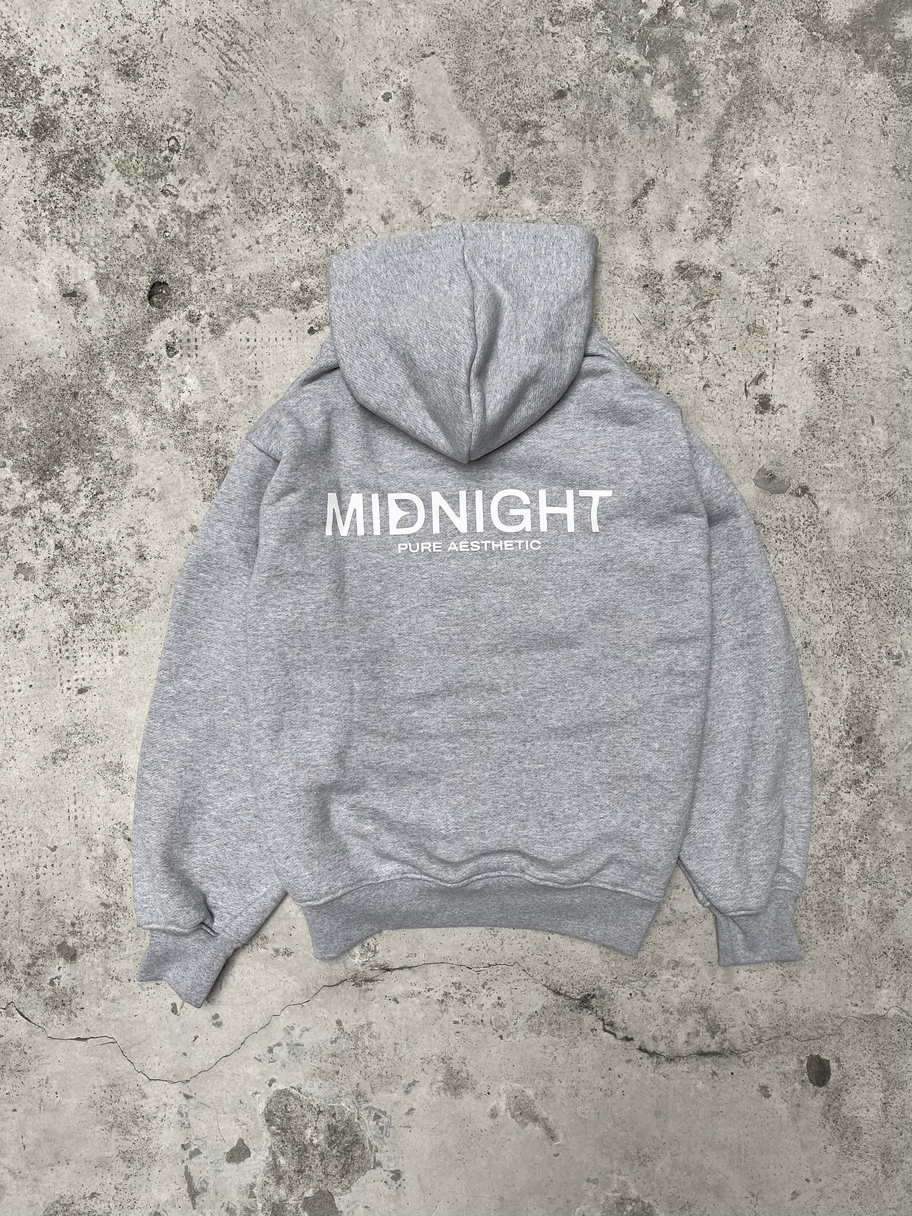 Pure Aesthetic Hoodie Melange Grey Midnight Clothing