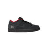 Black sneaker with red interior on a white background